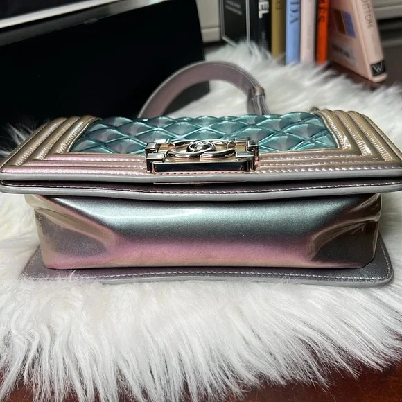 CHANEL MERMAID BOY BAG PURPLE 18S SMALL IRIDESCENT WATER FLAP Ultra Limited SSC - Picture 6 of 17